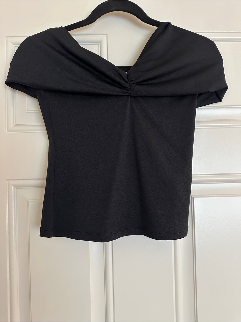 Black Off-Shoulder Twist Front Top - Women